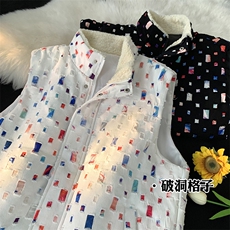 2025冬季新款格子拼接马甲棉袄A316-1-Y100P110控138，男装背心/马甲，星座906（原电商a316-1）