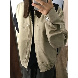 美式vibe设计外套春秋季男女新款痞帅潮牌宽松翻领飞行员夹克上衣图片