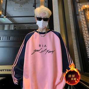 抖音得物供货 提供视频 秋冬重磅美式宽松织带圆领卫衣0787图片
