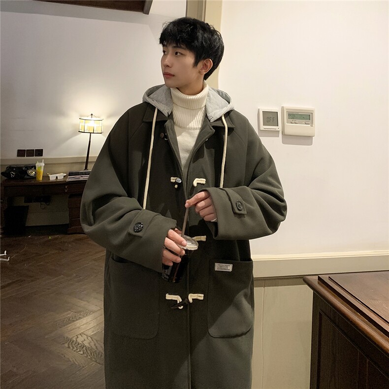 1港风牛角扣加棉呢大衣可拆卸帽大码M-5XL外套男FY8716P138控188,女装短外套,星座226-2