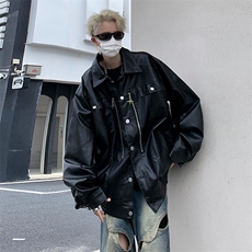 皮衣外套男春秋季高级感痞帅设行机车夹克，男装夹克，星座716-3