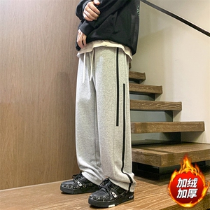 秋季木地板新款直筒男裤休闲百搭港风宽松加绒卫裤K3220H-P45图片