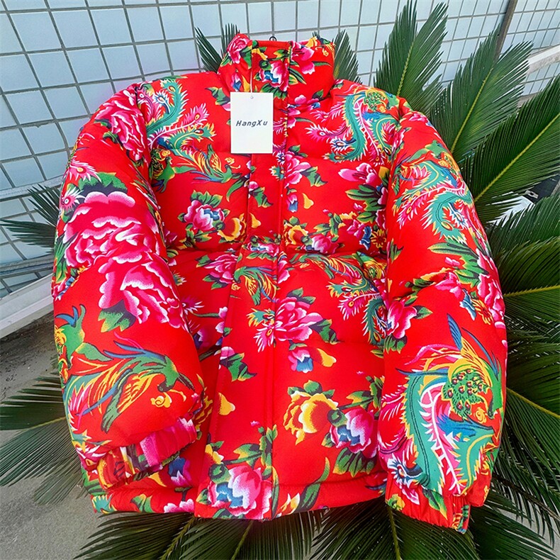 MY203男女休闲风东北大花加厚保暖防寒棉衣外套棉服棉袄团队,男装棉衣,星座115A(原星座507）