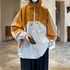 冲锋衣秋季侧条纹拼色夹克中性风户外防风连帽外套A436-8805-P75，男装夹克，电商A436