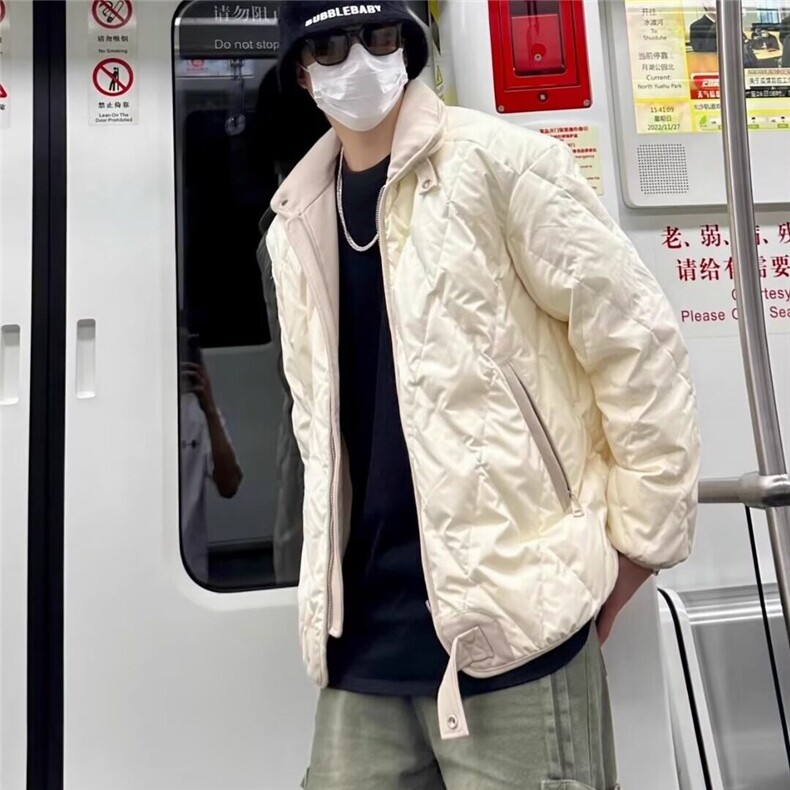 菱格羽绒棉服女2024新款加厚冬季棒球服oversize棉袄韩系棉衣外套,女装棉衣/棉服,星座506A