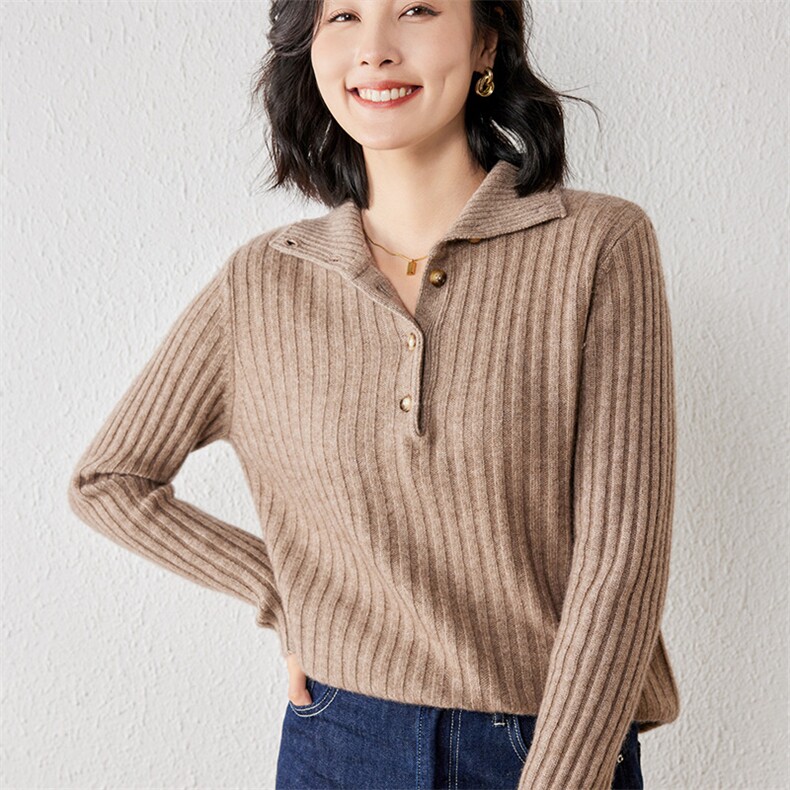 2025年春季羊绒修身型常规单件长袖套头山羊绒时尚百搭羊绒衫,女装羊绒衫,春贝羊绒