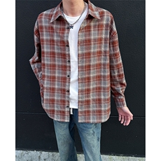 美式复古着vintage格子衬衫春季松弛感男小众百搭25XC33167特批30，男装衬衫，电商A042