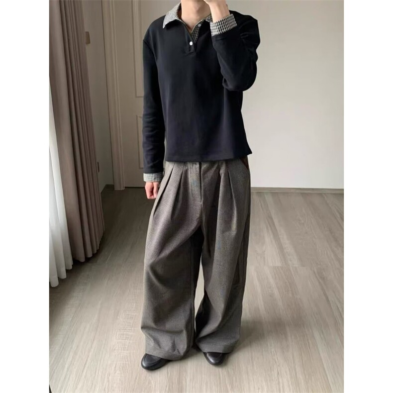 2025春秋直筒阔腿裤西裤男女高腰宽松显瘦小个子垂感阔腿拖地裤子，男装西裤，星座506A