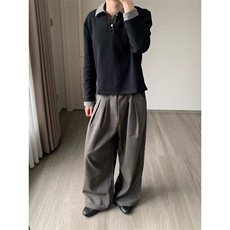 2025春秋直筒阔腿裤西裤男女高腰宽松显瘦小个子垂感阔腿拖地裤子，男装西裤，星座506A