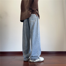 904-2-XKZ207-P65重磅美式刺绣牛仔裤直筒男士长裤拖地裤两穿，男装牛仔裤，星座904-2