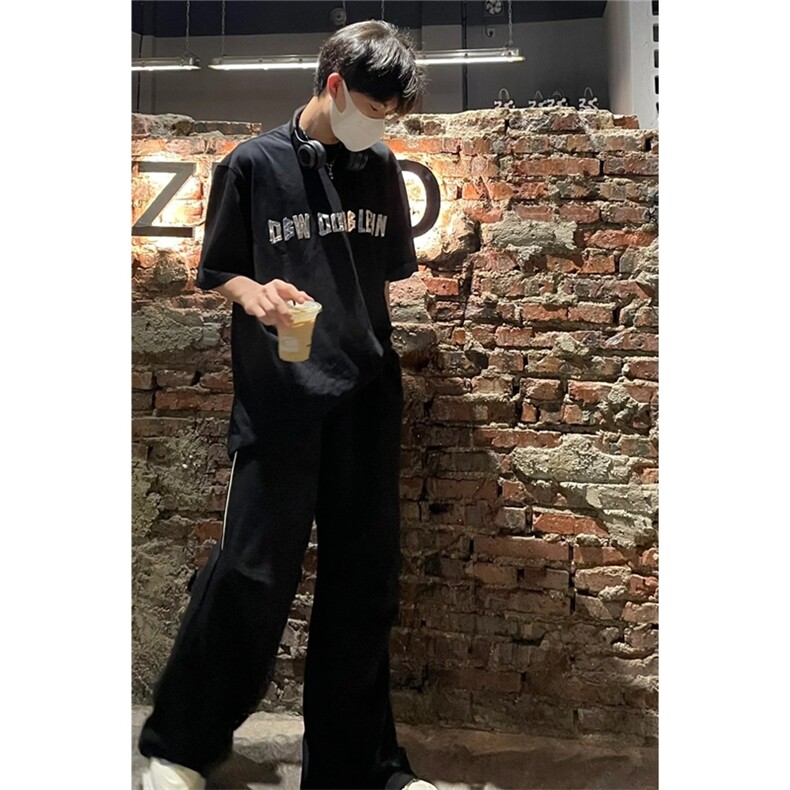 垫肩T恤男镭射反光字母印花纯棉短袖重磅宽松t恤衫T2429-P35网图,男装T恤,星座1213