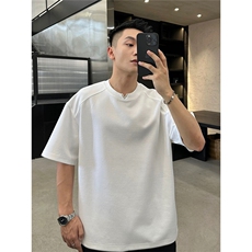 （网图）老钱风小V领夏季男士短袖T恤高级感简约上衣美式潮牌P28，男装T恤，电商C306-1