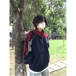 抖音得物高品质 美式高街重磅结构织带拼接撞色立领卫衣外套 CM41图片
