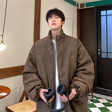 港风PU皮复古做旧双侧金属拉链设计夹克式棉衣男MY77092P130控198，男装夹克，星座227-7