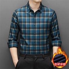 DJ850钱塘2020-3中年男士商务休闲时尚格子冬季加绒厚款衬衫P92，男装衬衫，钱塘207-3