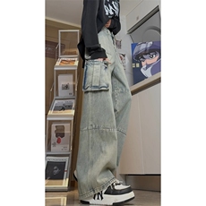 痞帅ins休闲裤潮牌松弛感牛仔裤休闲宽松裤子K590TP60控89，男装牛仔裤，电商A102B