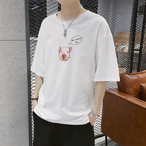 男士短袖t恤上衣服夏季新款潮流印花五分半袖打底衫恤 DS372T图片