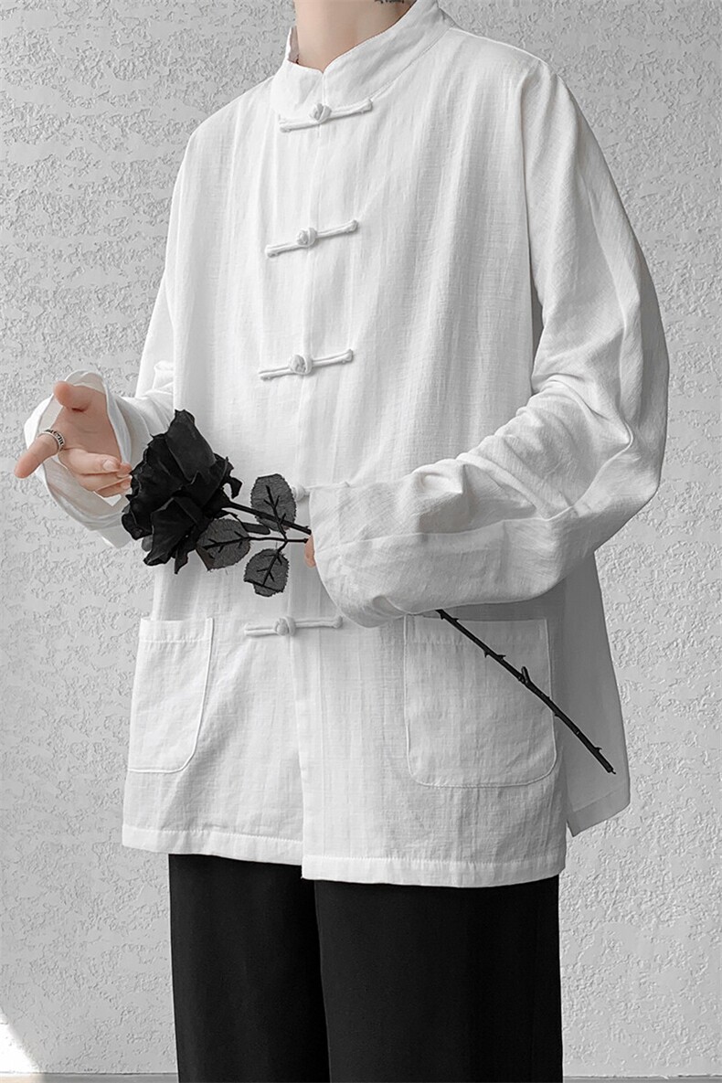 8XL-M特大码棉麻长袖衬衫风衬衫新中式打底衫CS504P68控88,男装衬衫,电商D206-1
