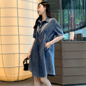 时尚气质牛仔连衣裙2024年夏季新款淑女温柔甜美中长款显瘦裙子图片
