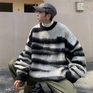慵懒风扎染毛衣男秋冬季潮牌痞帅设计感宽松针织衫外套MY917-P48