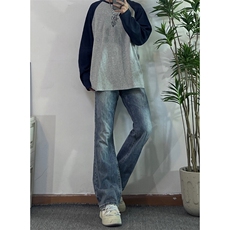 美式hiphop牛仔裤修身直筒微喇叭裤68，男装牛仔裤，星座310A-4