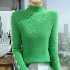 2025秋冬百搭时尚简约圆领长袖针织衫，女装针织衫/毛衣，冬贝尔貂绒