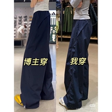 网图藏青色速干工装裤新款薄款宽松阔腿美式运动休闲裤K6611-P35，女装休闲裤，电商C310-1
