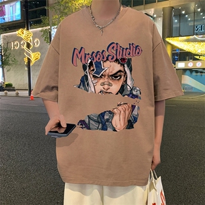 T697夏季新品短袖t恤纯棉运动体恤衫oversize大码透气舒适男装图片
