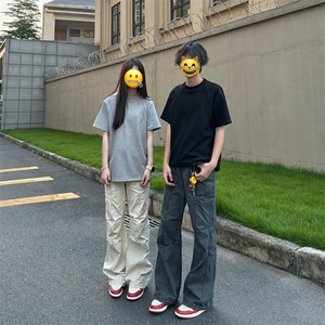 A2051TP58控98-网图夏季新款得物二开复古工装裤男褶皱休闲裤子