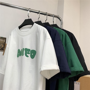 夏季发泡T恤宽松百搭中性短袖D329-QM585-P30-控48,冬季小清新穿搭女图片