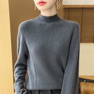 优雅气质高领毛衣女秋冬新款百搭显瘦长袖针织衫羊毛衫图片