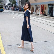2021年夏季时尚潮流舒适简约个性中长款连衣裙，女装连衣裙，辉之琳