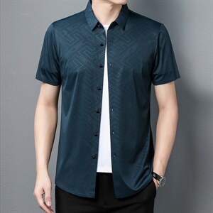 男士夏季短袖衬衫2023新款休闲商务衬衣男士上衣男装ZL1265-P60