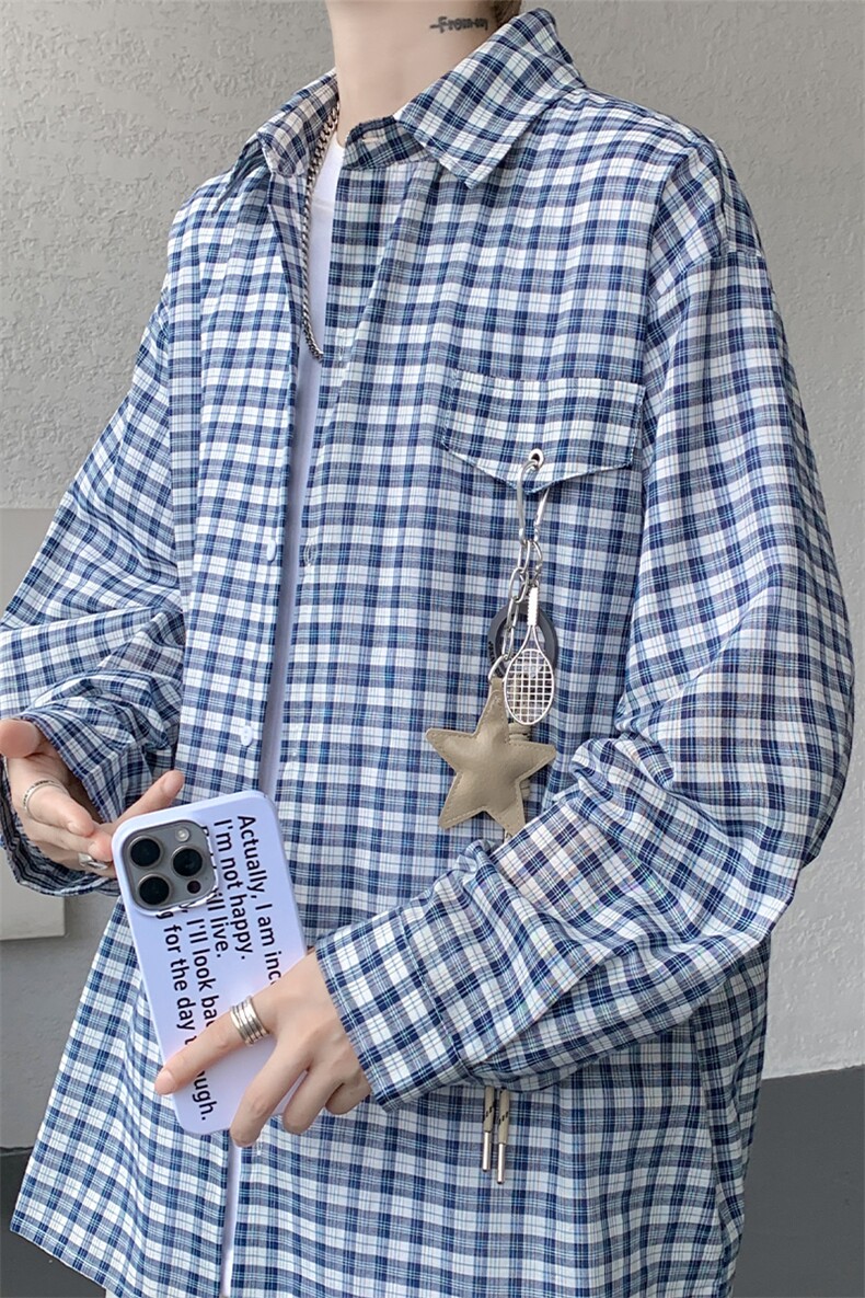 （带配件）CS1158-特批45控88秋季新款男女格子短袖大码男衬衫,男装T恤,电商A059