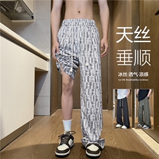 2026夏季新款潮流格子透气宽松冰丝休闲裤B315-K25661-特P30控58，男装休闲裤，电商B315
