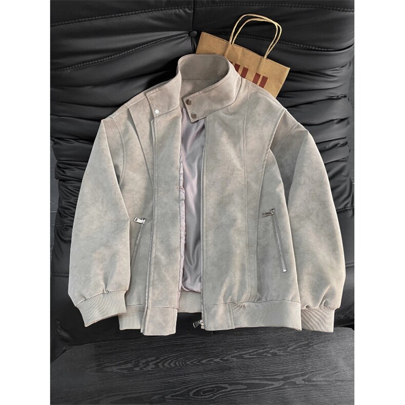 2026春季抖音得物品质新款扎染PU皮衣立领皮夹克外套男6151-TP48，男装夹克，星座207