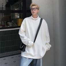 双面德绒半高领卫衣男女情侣2024秋冬潮牌英文刺绣宽松休闲T恤，男装T恤，星座505-2（原电商A260-1)
