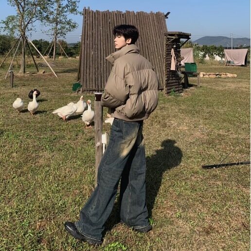 美式复古vibe做旧水洗牛仔裤男直筒宽松阔腿裤百搭休闲长裤潮,男装牛仔裤,星座506A