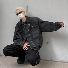美式高街秋季牛仔外套男潮牌炸街休闲百搭牛仔夹克男JK8027/P90，男装工装外套，电商D202-1