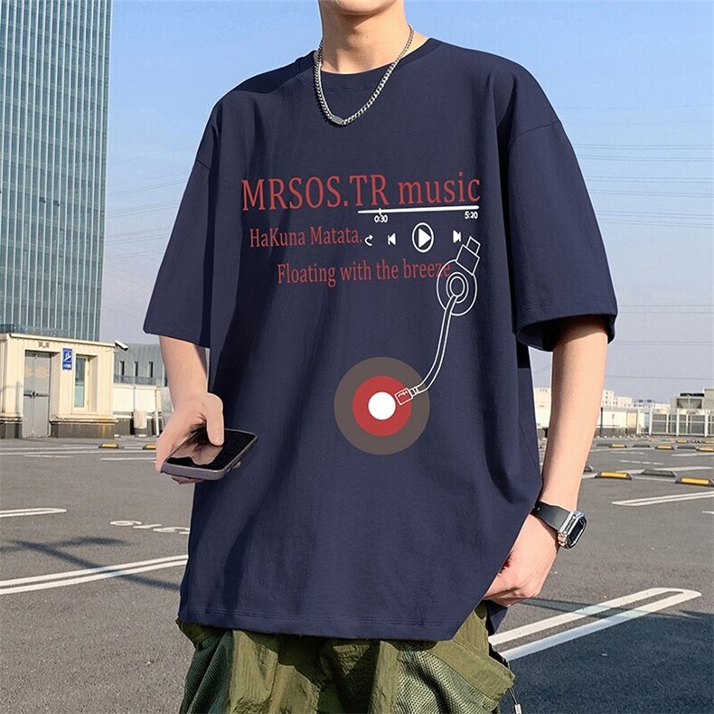 T798纯棉宽松短袖t恤男夏季新款透气休闲圆领体恤衫oversize半袖,男装T恤,星座304A-1
