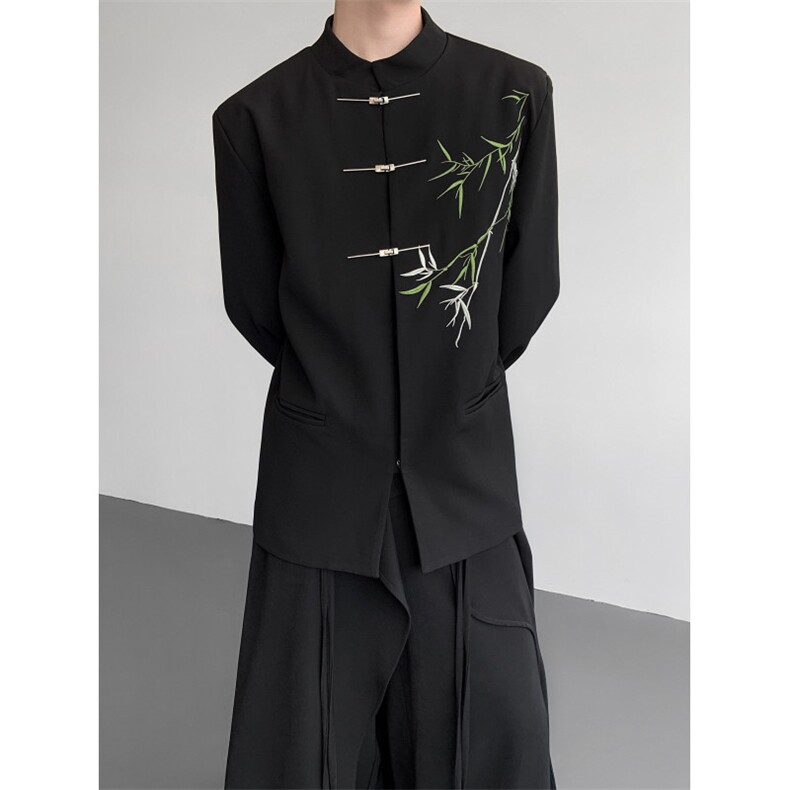现货25秋冬新中式礼服婚礼西装竹叶刺绣金属盘扣西装xz120-p128,男装西服套装,电商B288