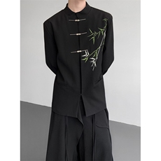 现货25秋冬新中式礼服婚礼西装竹叶刺绣金属盘扣西装xz120-p128，男装西服套装，电商B288