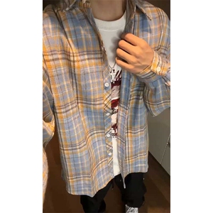 控价59港风格子衬衫宽松外套男女衬衣百搭格子外套CS2404 P35图片