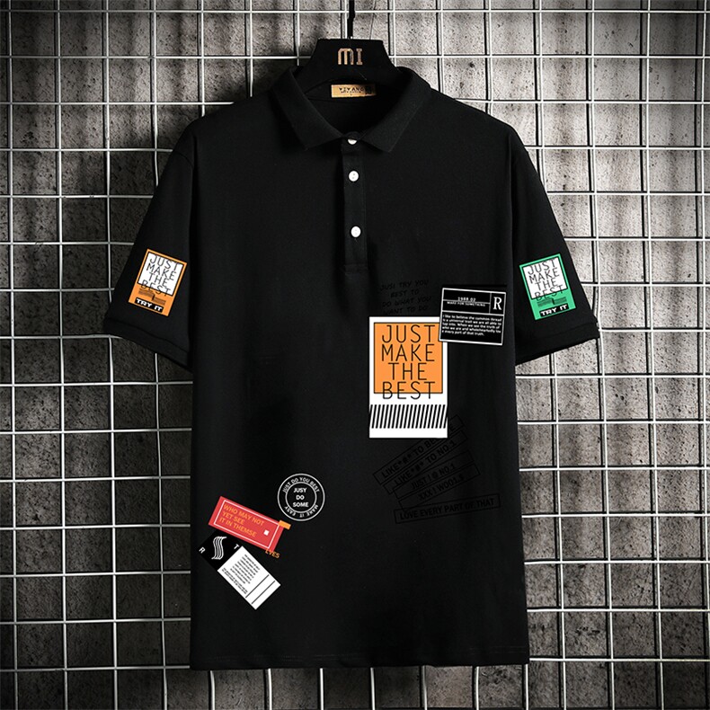 PL57121-P35 翻领短袖polo衫男大码胖子半袖t恤男有领保罗衫图片