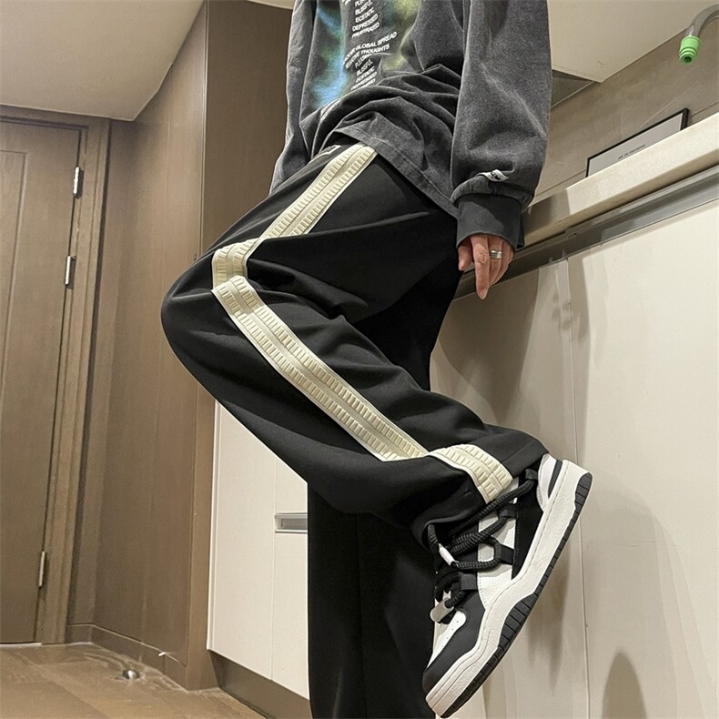 休闲裤男加绒裤子宽松直筒拖地裤潮流卫裤A068-SWFSK63-TP48,男装休闲裤,电商A068