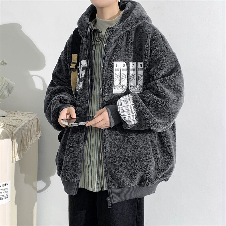 2024冬上新加绒加厚简约棉衣羊羔绒连帽外套男女 988-P110控价158图片