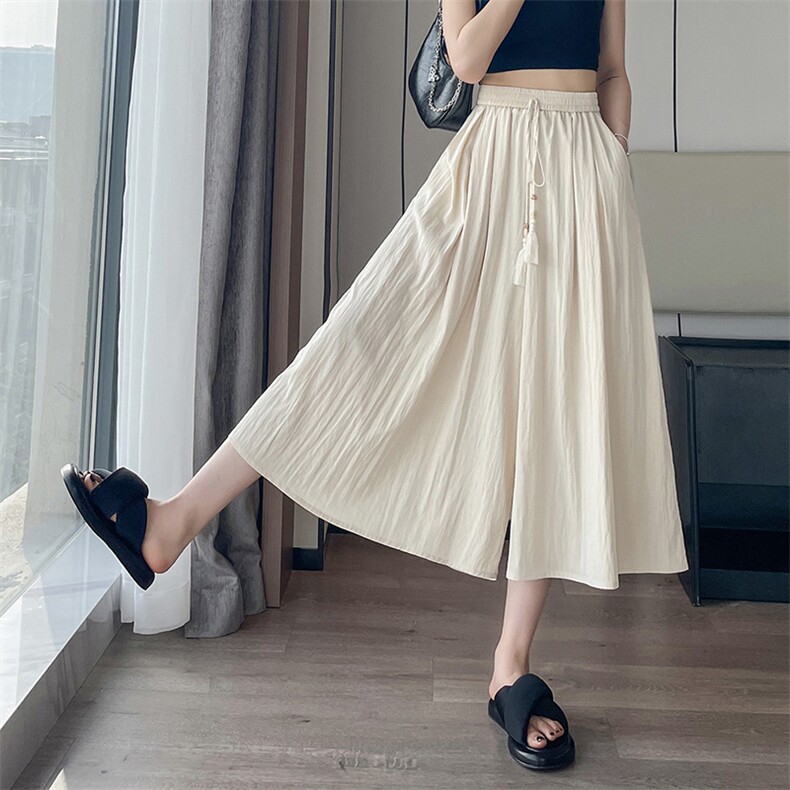 冰丝裤裙天丝阔腿裤女夏高腰显瘦凉感速干防晒八九分休闲裙裤，女装休闲裤，梦白服饰厂