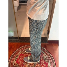 巴黎满印提花牛仔裤男潮牌设计感裤子直筒微喇休闲裤WYA24-P45，男装牛仔裤，星座208-5