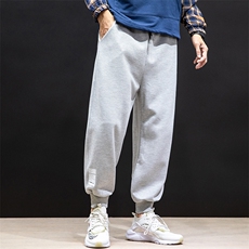 K12045-P40加绒P50束脚纯棉运动裤男士休闲裤大码宽松卫裤男，男装休闲裤，电商A040A