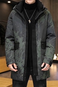 中长款羽绒服男士冬季加厚保暖外套中青年男装连帽休闲潮流上衣图片